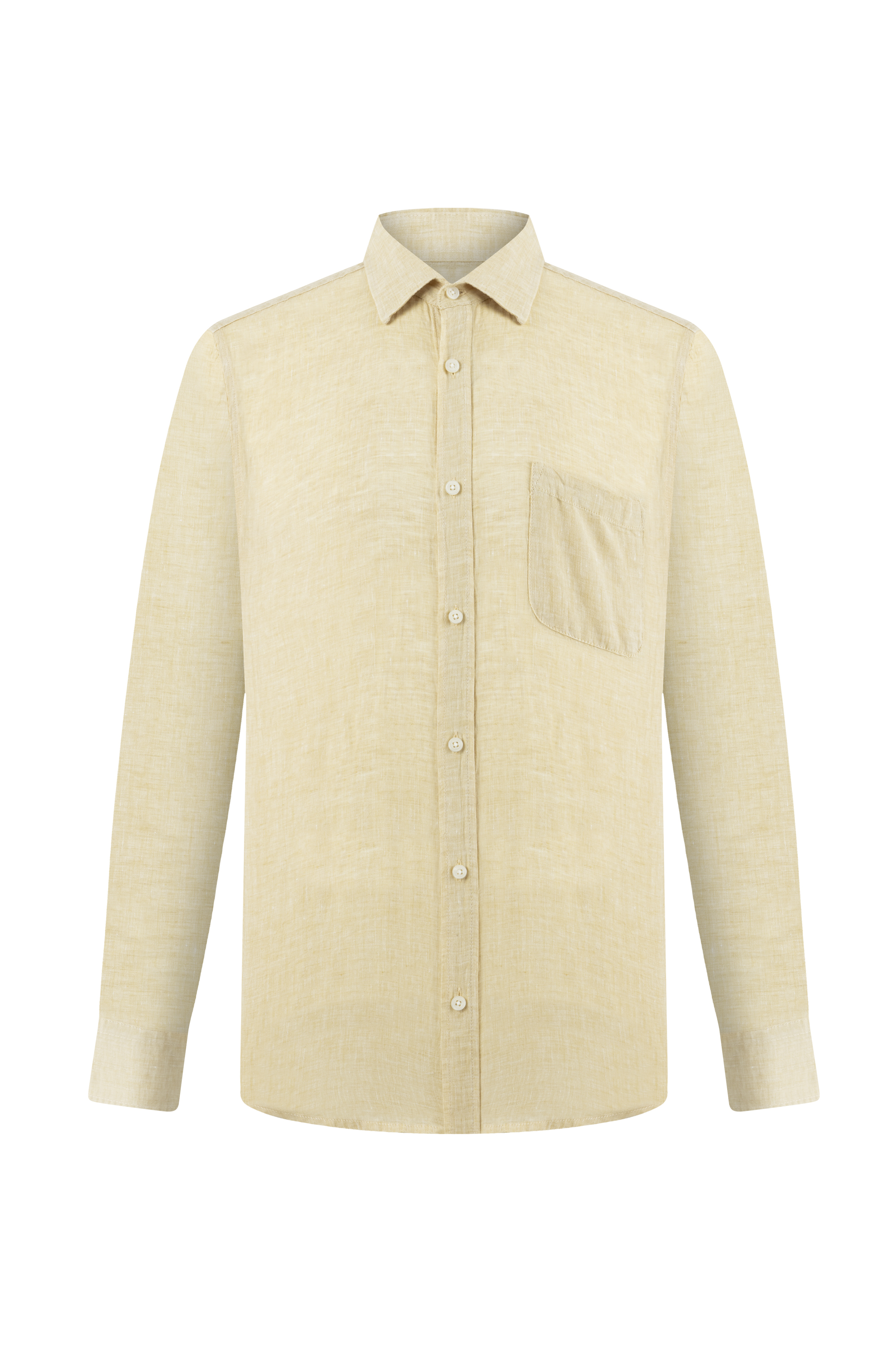 REGULAR FIT CEPLİ KETEN GÖMLEK