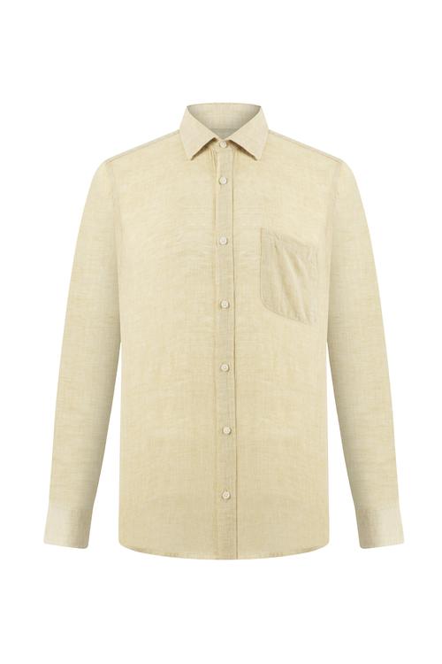  REGULAR FIT CEPLİ KETEN GÖMLEK