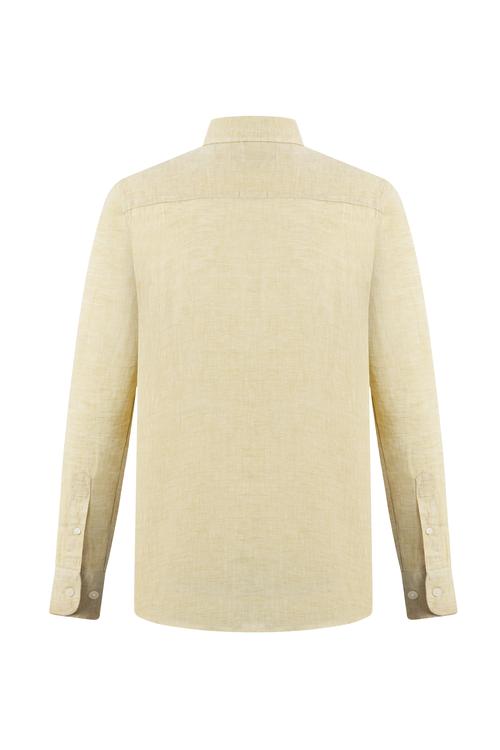  REGULAR FIT CEPLİ KETEN GÖMLEK