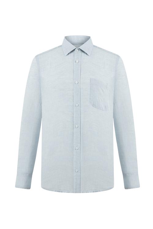  REGULAR FIT CEPLİ KETEN GÖMLEK