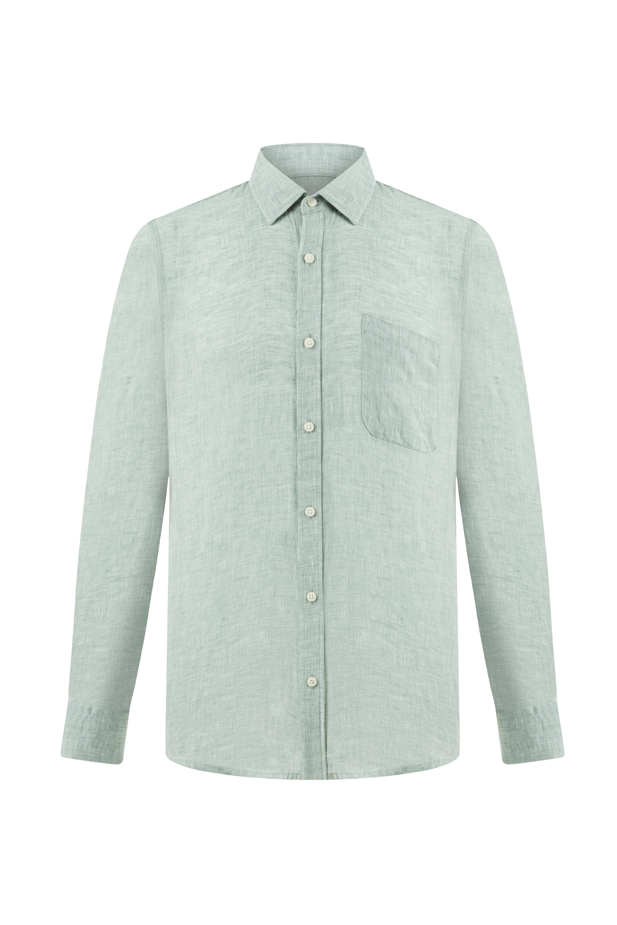 REGULAR FIT CEPLİ KETEN GÖMLEK