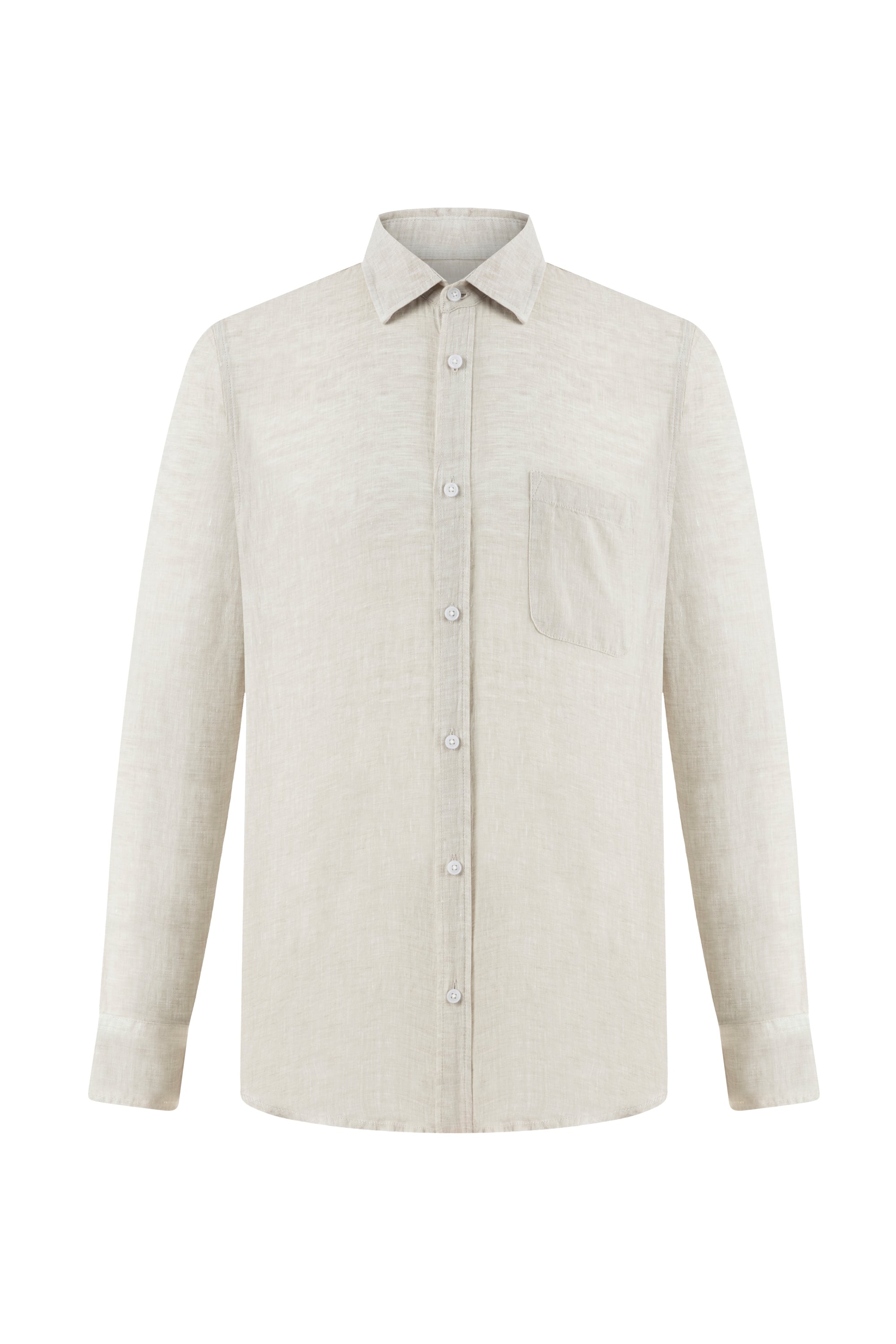 REGULAR FIT CEPLİ KETEN GÖMLEK