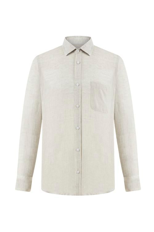  REGULAR FIT CEPLİ KETEN GÖMLEK