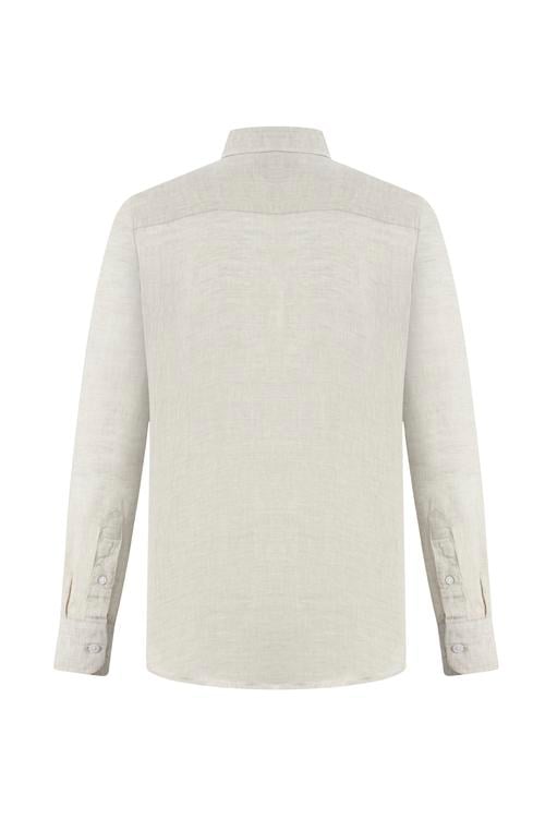  REGULAR FIT CEPLİ KETEN GÖMLEK