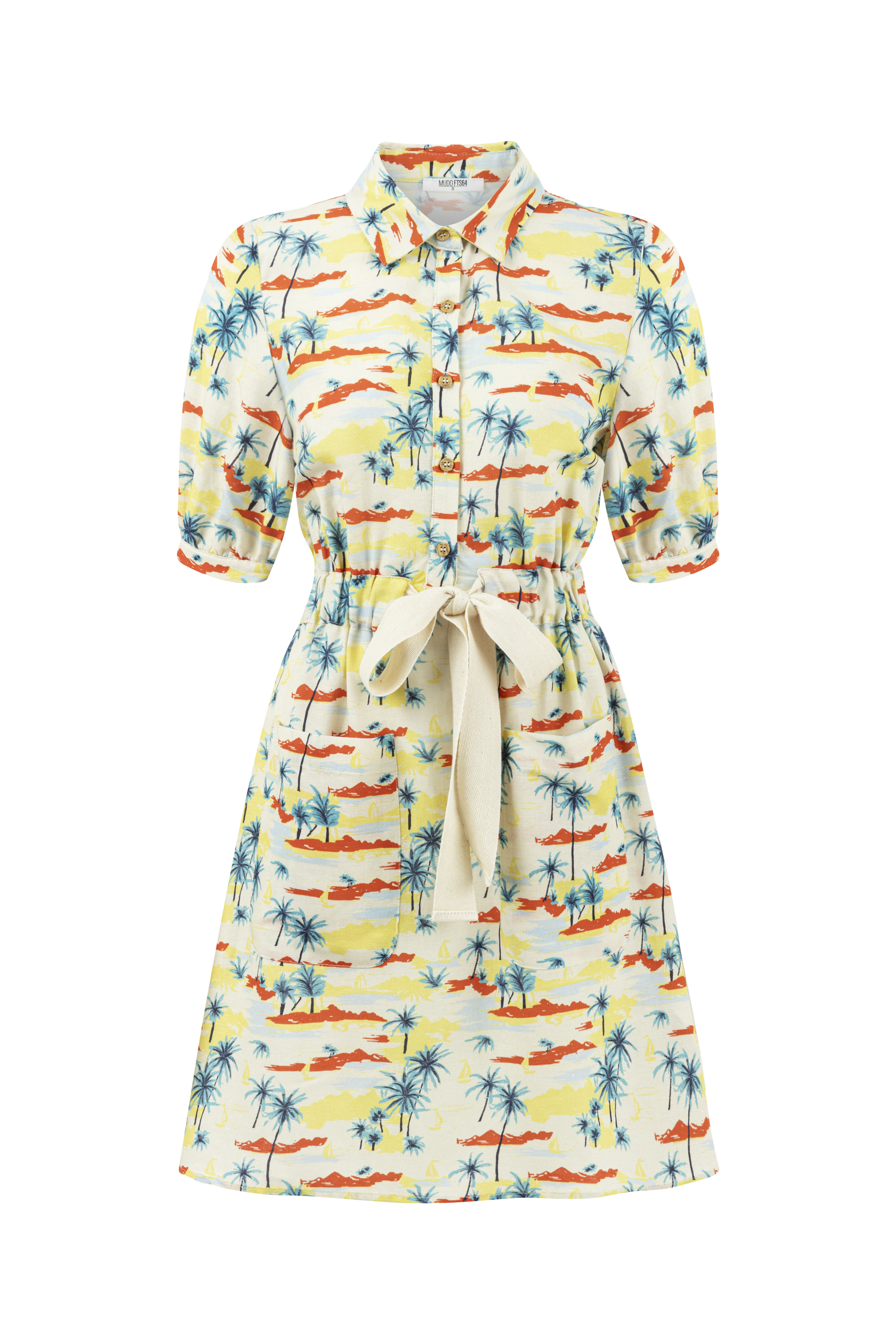 BASKILI CEPLİ MİNİ GÖMLEK ELBİSE