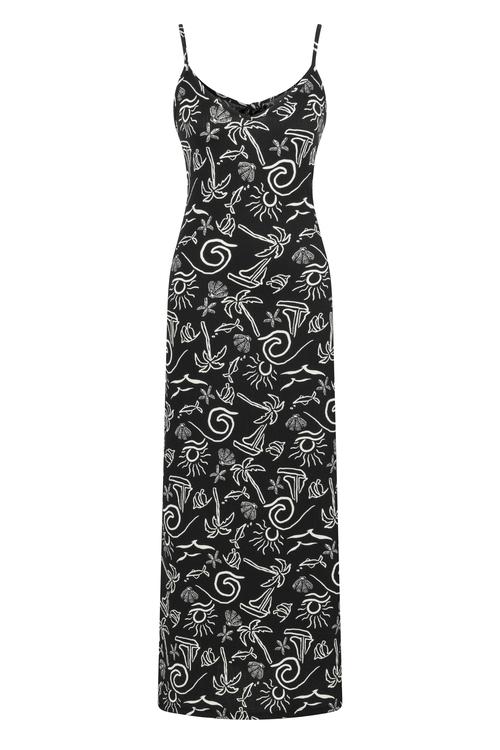  DESENLİ ASKILI UZUN ELBİSE