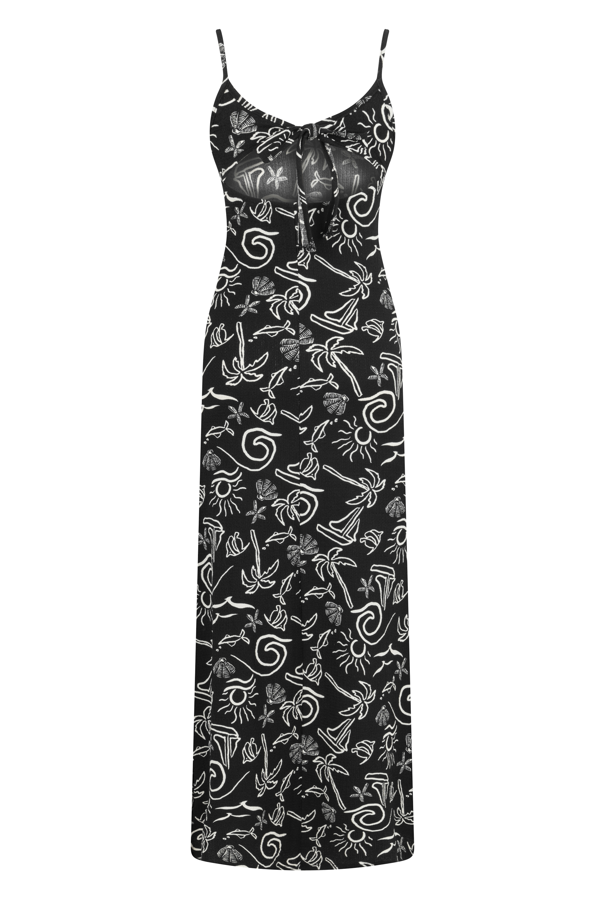 DESENLİ ASKILI UZUN ELBİSE