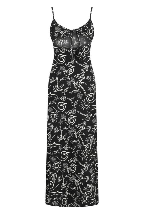  DESENLİ ASKILI UZUN ELBİSE