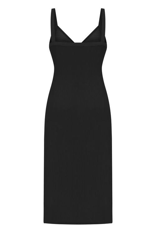  KRUVAZE ASKILI MİDİ ELBİSE