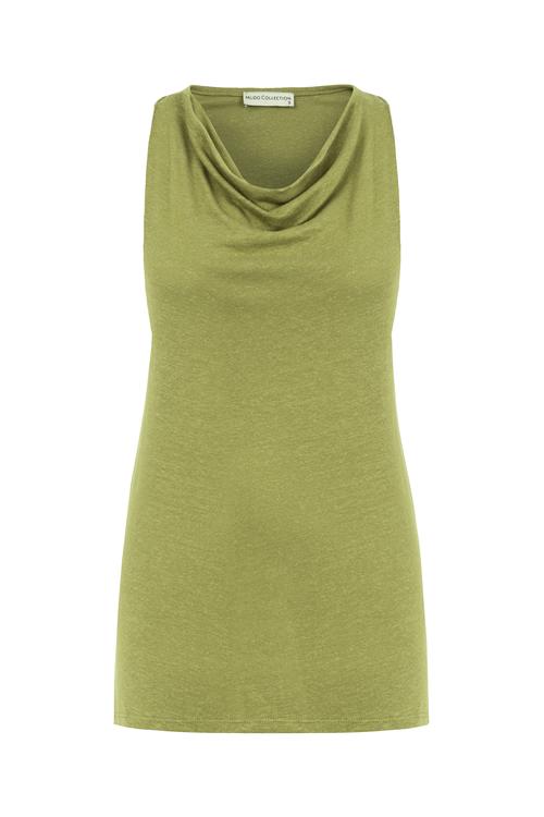  KETEN KARIŞIMLI DEGAJE YAKA BLUZ