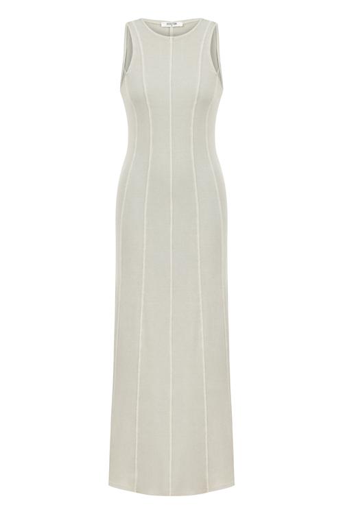  PAMUKLU HALTER YAKA UZUN ELBİSE