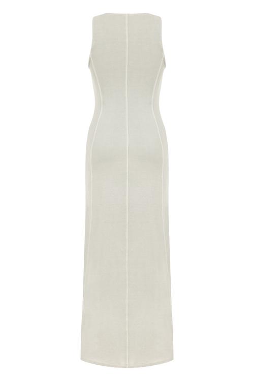  PAMUKLU HALTER YAKA UZUN ELBİSE