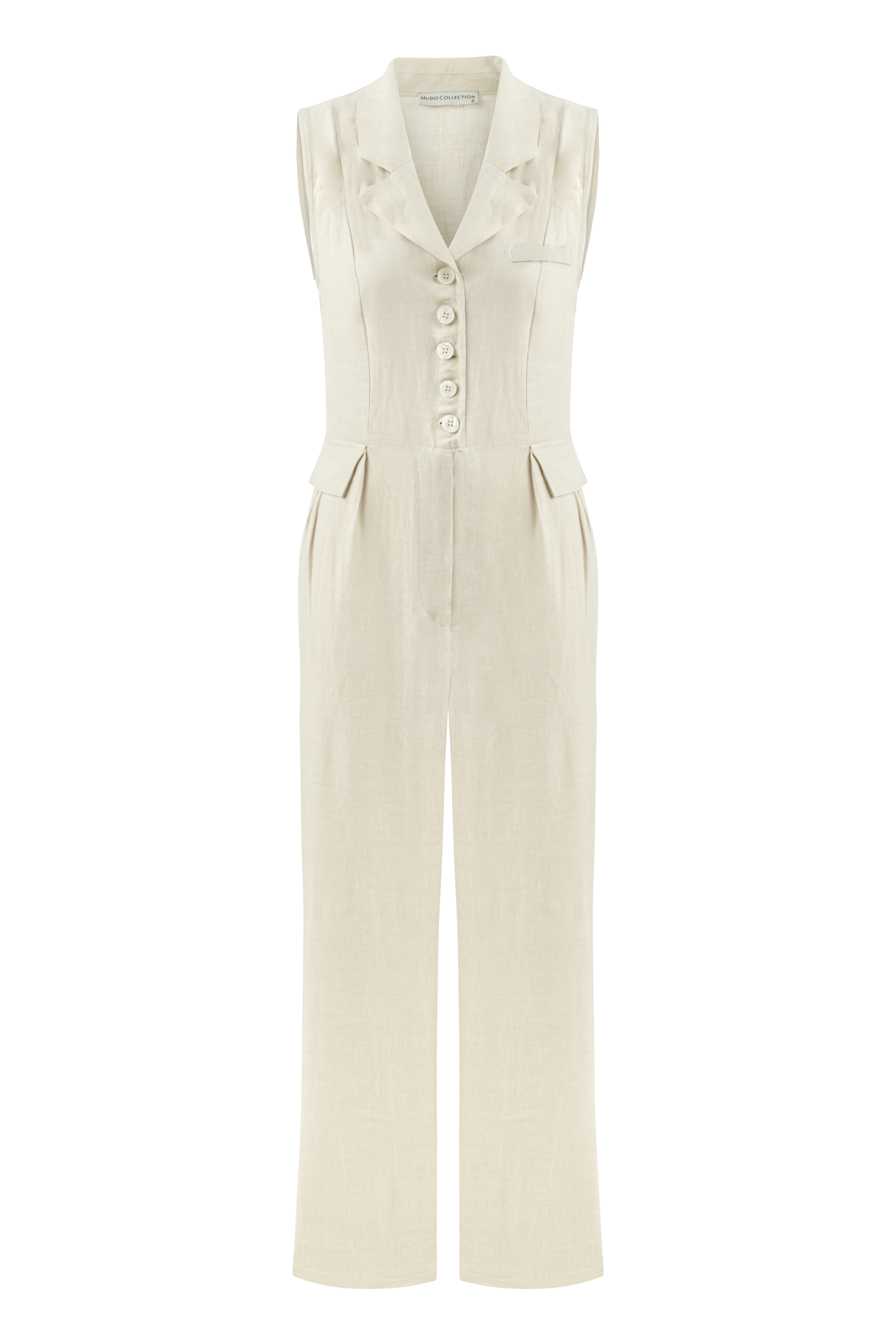 KETEN V YAKA CEPLİ UZUN TULUM