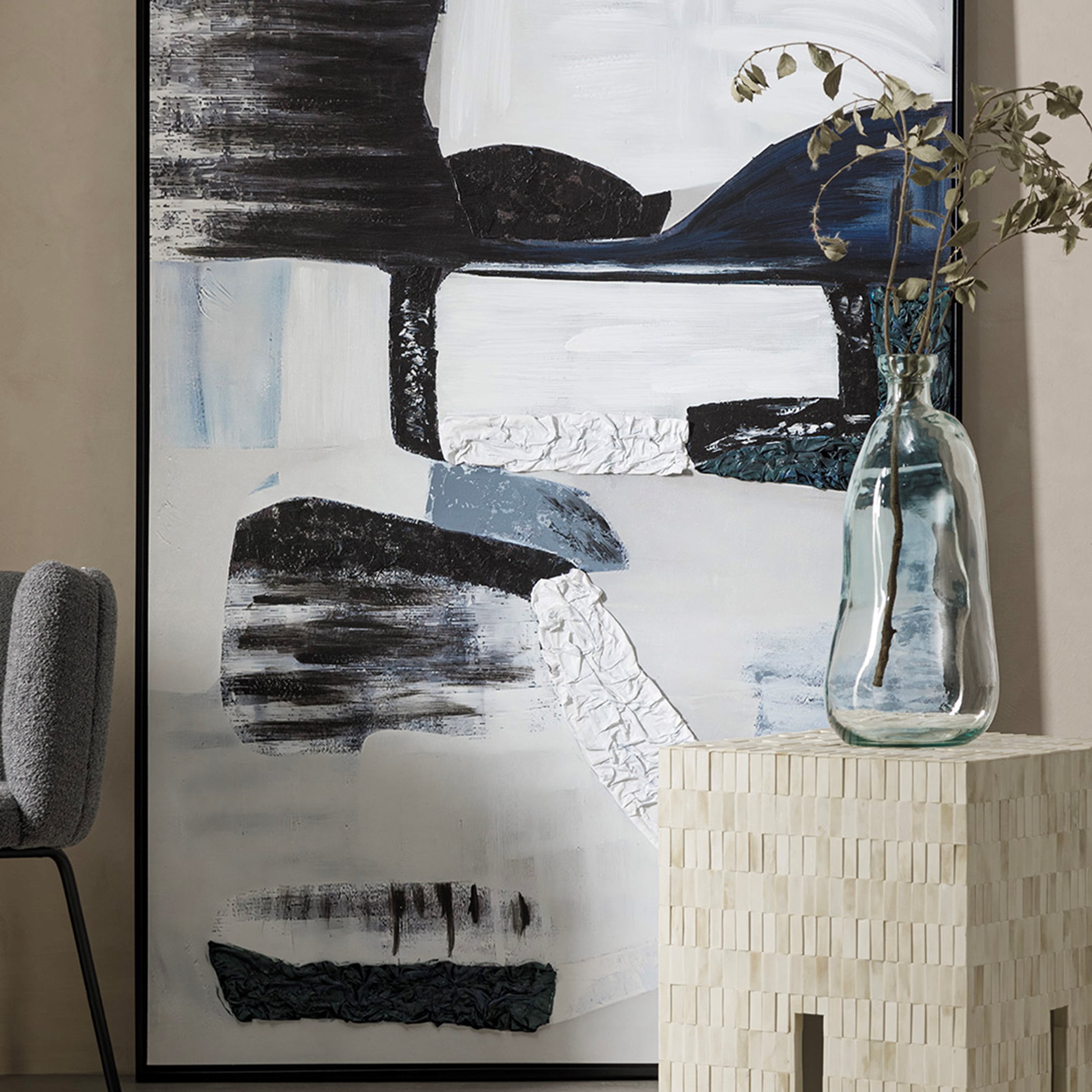 GREYSTRACT ÇERÇEVELİ YAĞLIBOYA TABLO 120X180CM