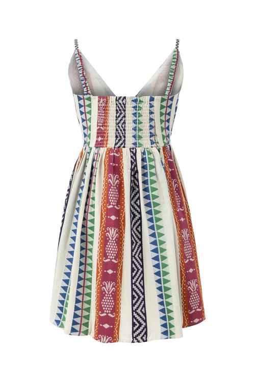  ETNİK DESENLİ A FORM MİNİ ELBİSE