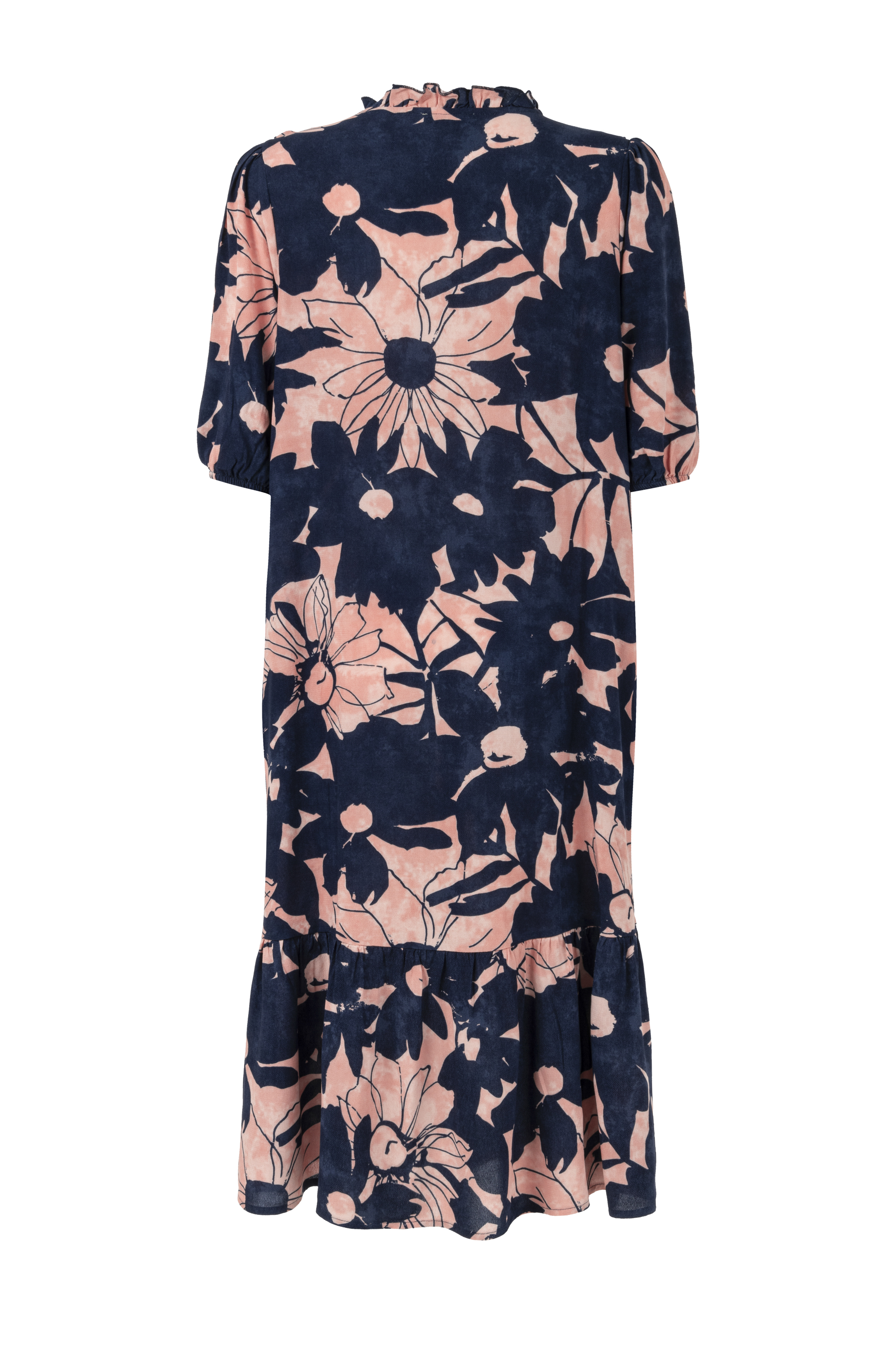 ÇİÇEK BASKILI VİSKON MİDİ ELBİSE