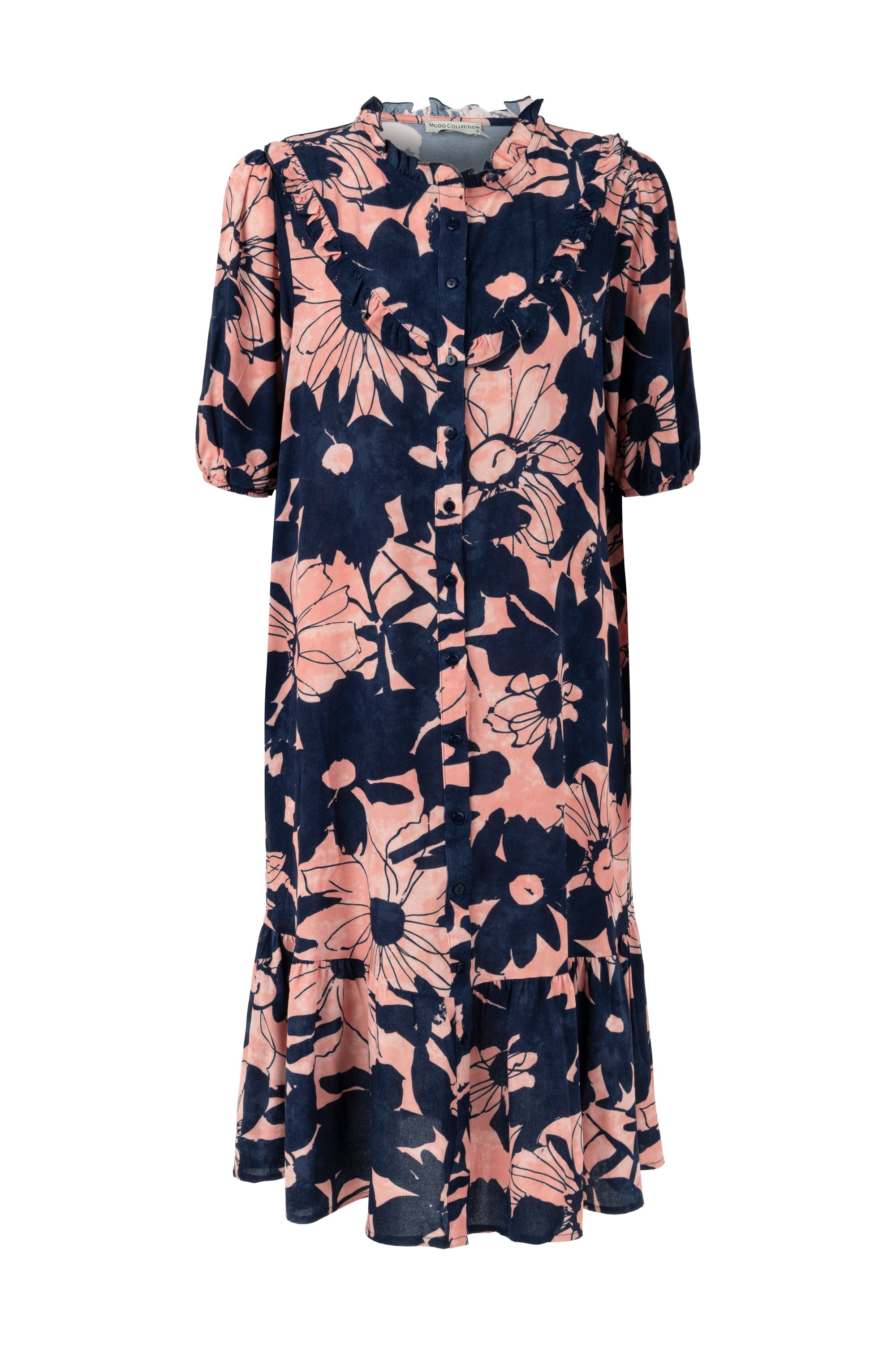 ÇİÇEK BASKILI VİSKON MİDİ ELBİSE