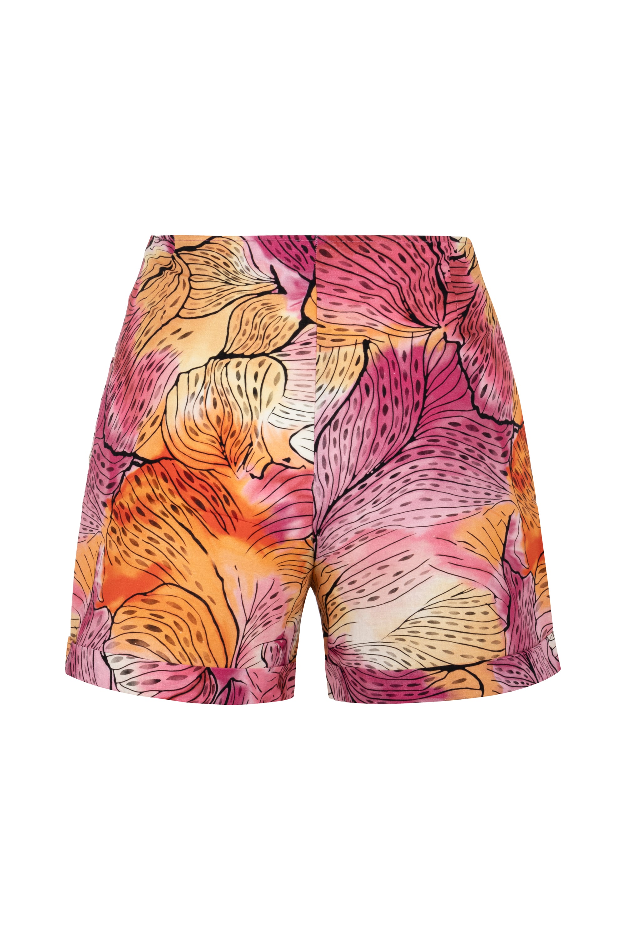 ÇİÇEKLİ KETEN KARIŞIMLI MİNİ ŞORT