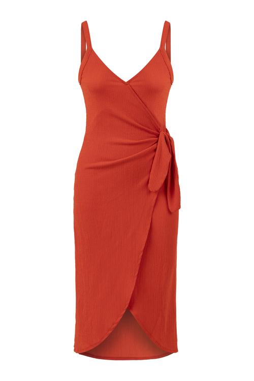  KRUVAZE ASKILI MİDİ ELBİSE