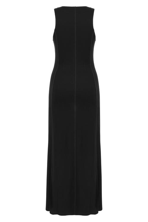  PAMUKLU HALTER YAKA UZUN ELBİSE