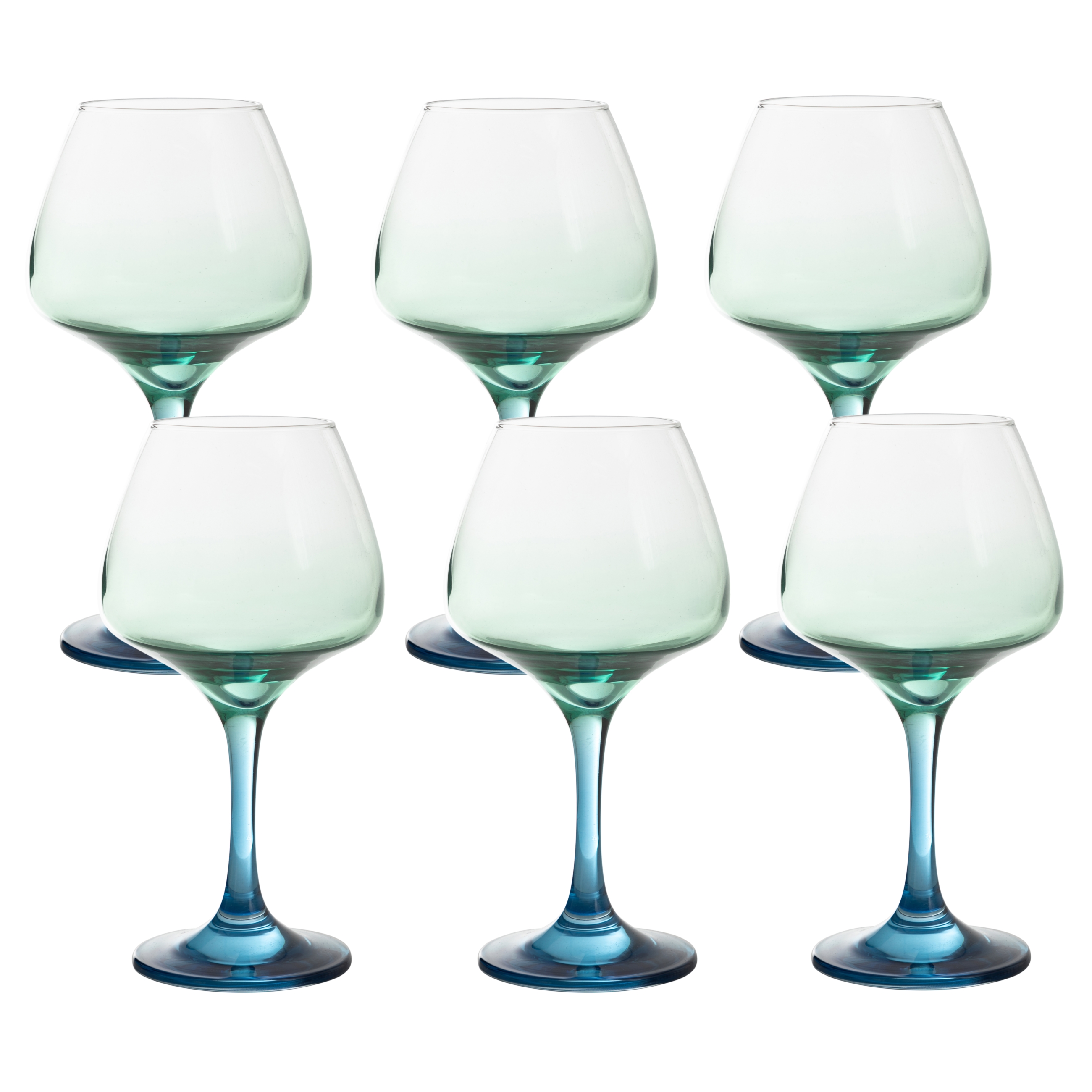 LOU YEŞİL & MAVİ KADEH 6'LI 550ML