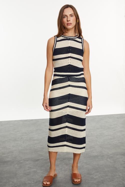  ÇİZGİLİ MİDİ ÖRME ETEK