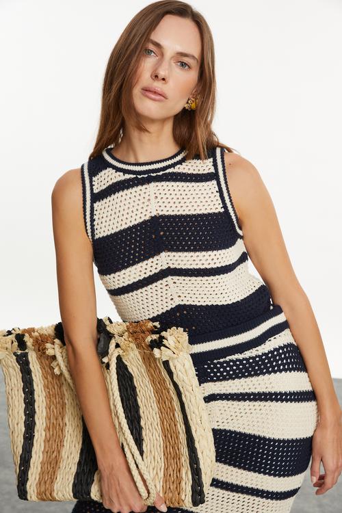  AJURLU ÇİZGİLİ KOLSUZ TRİKO