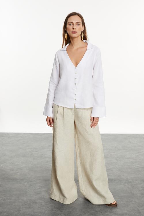  RELAX FIT KETEN GÖMLEK