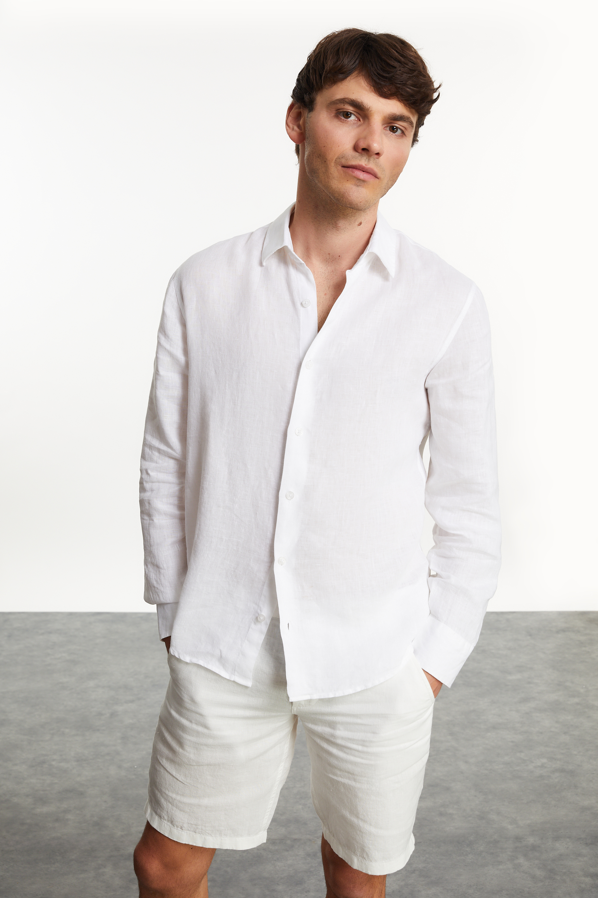 REGULAR FIT KETEN GÖMLEK