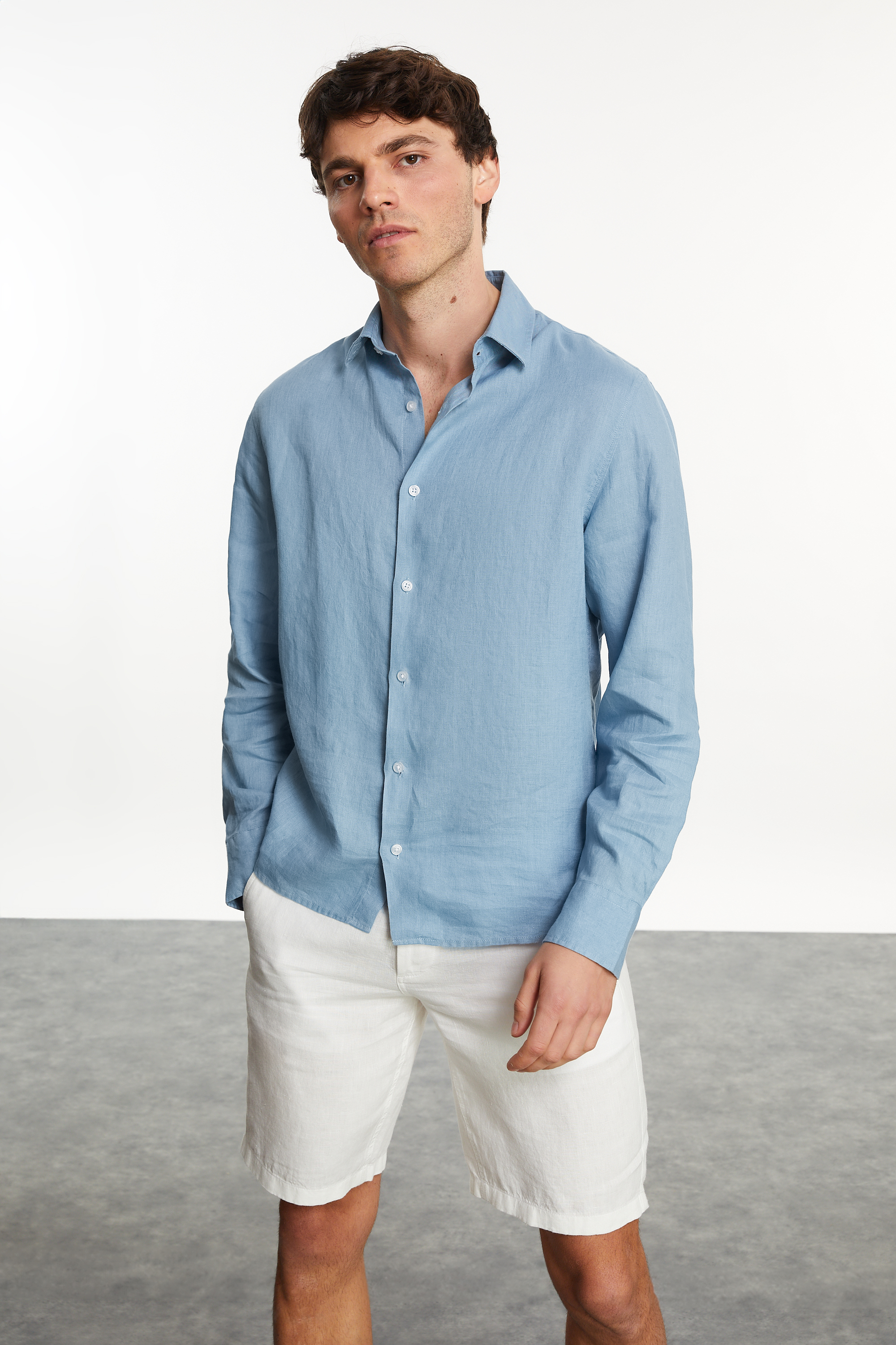 REGULAR FIT KETEN GÖMLEK