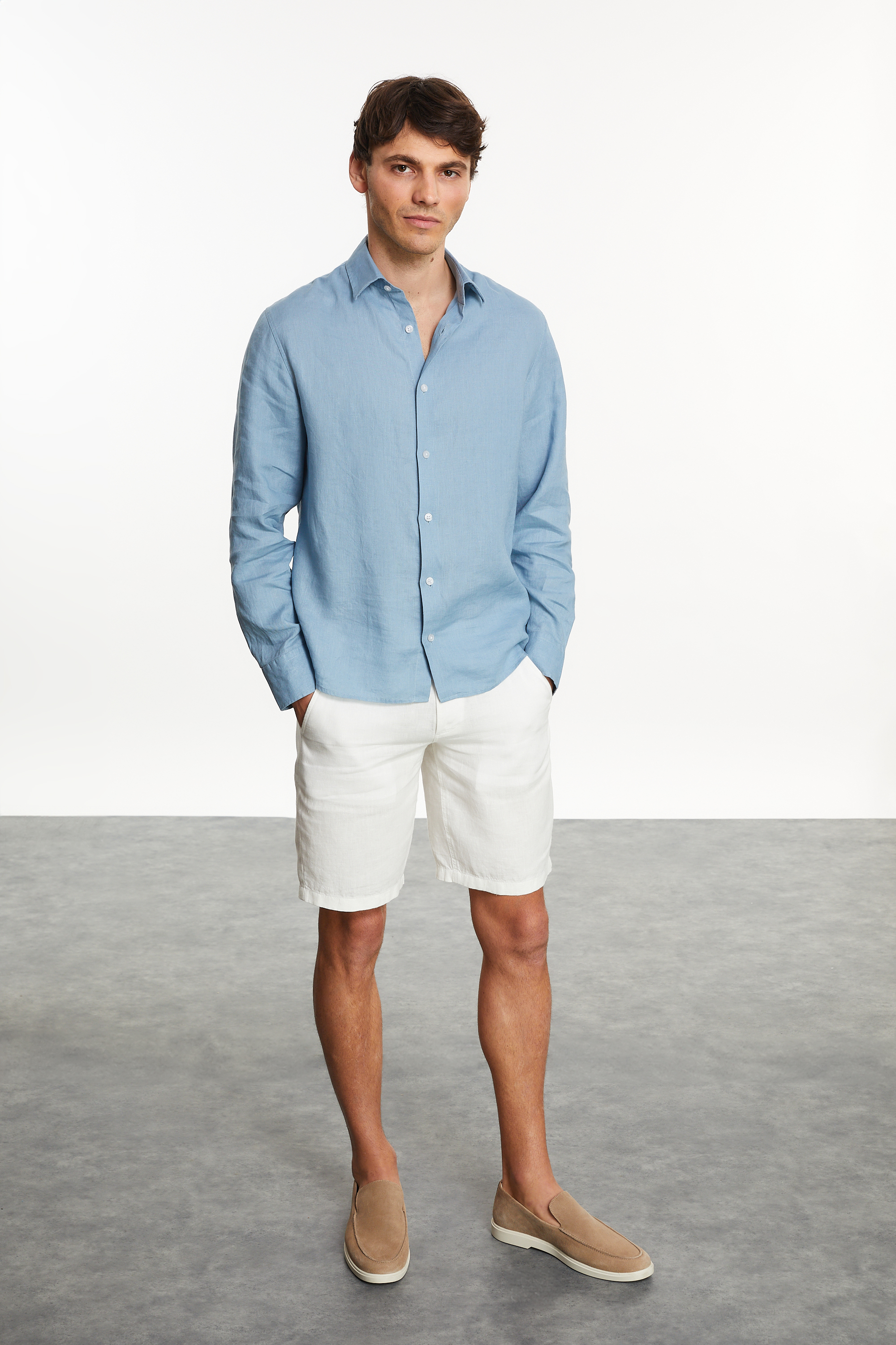 REGULAR FIT KETEN GÖMLEK