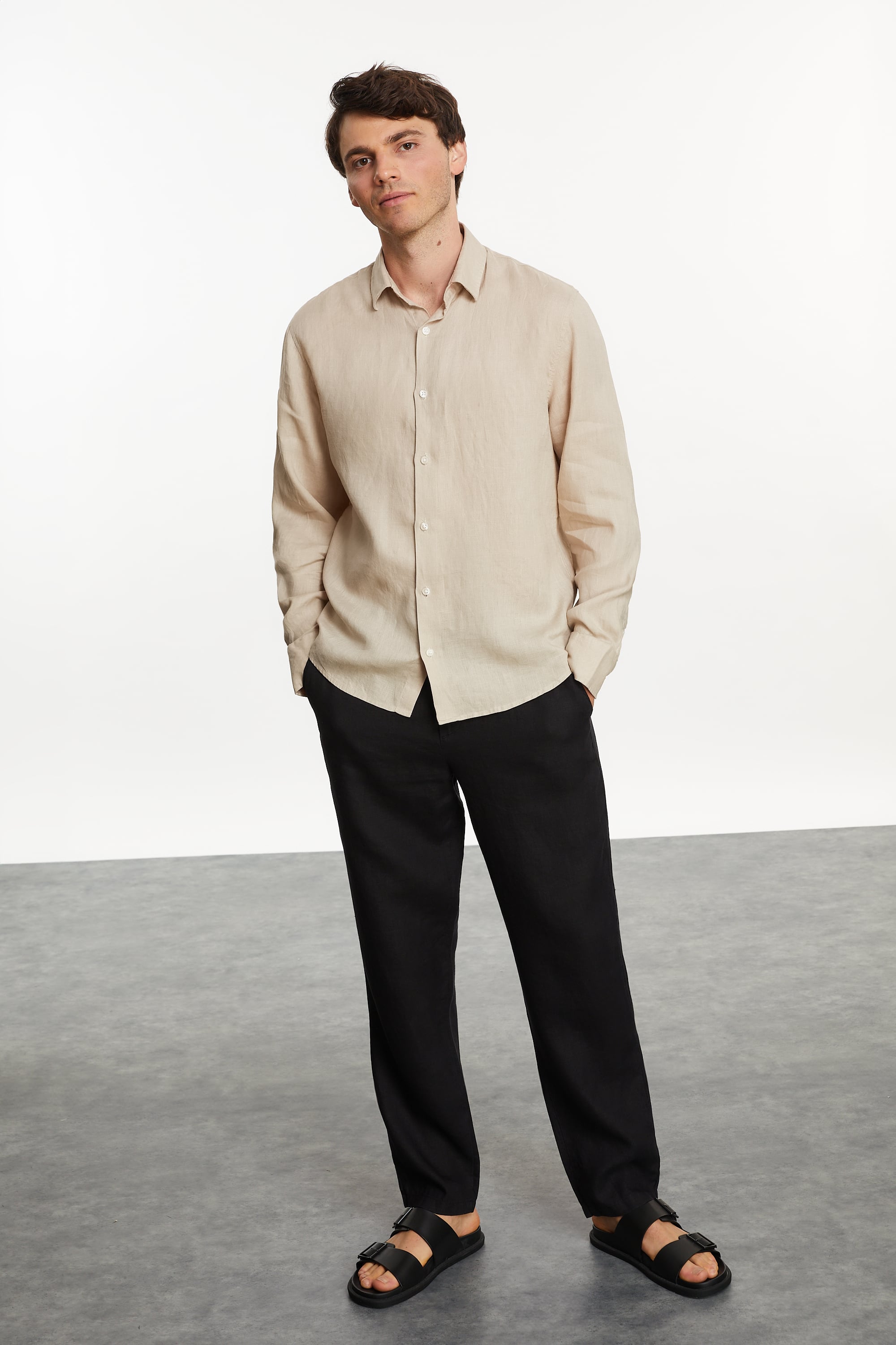 REGULAR FIT KETEN GÖMLEK