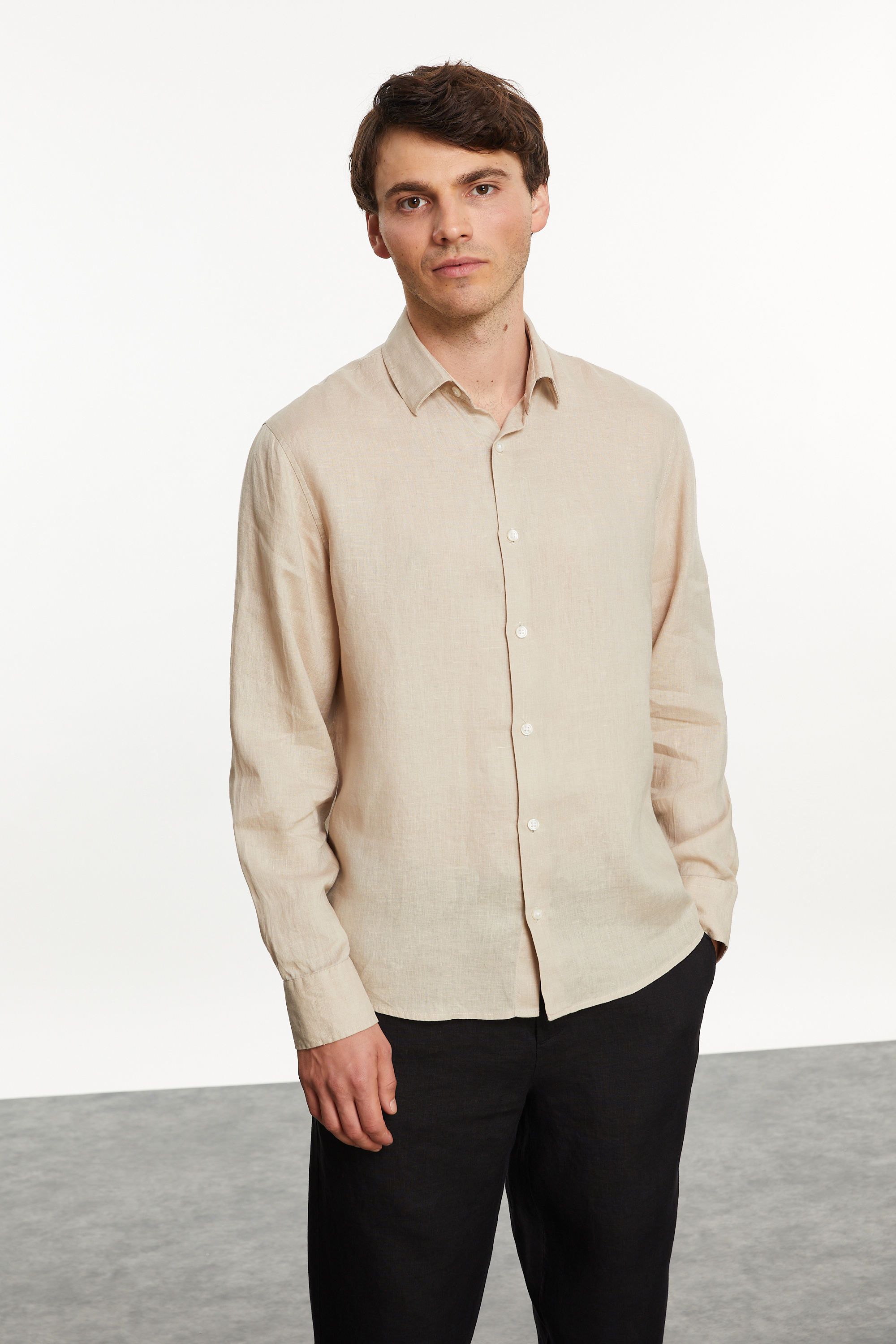 REGULAR FIT KETEN GÖMLEK