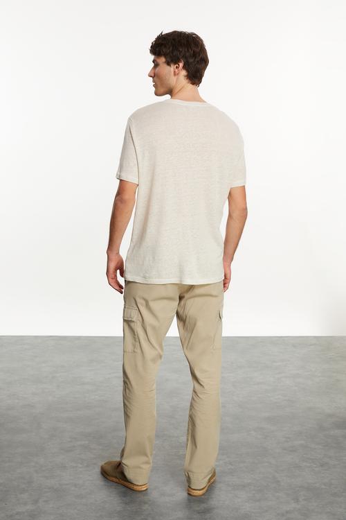  BİSİKLET YAKA KETEN T-SHIRT