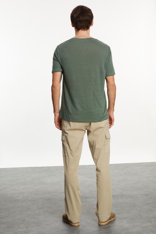  BİSİKLET YAKA KETEN T-SHIRT