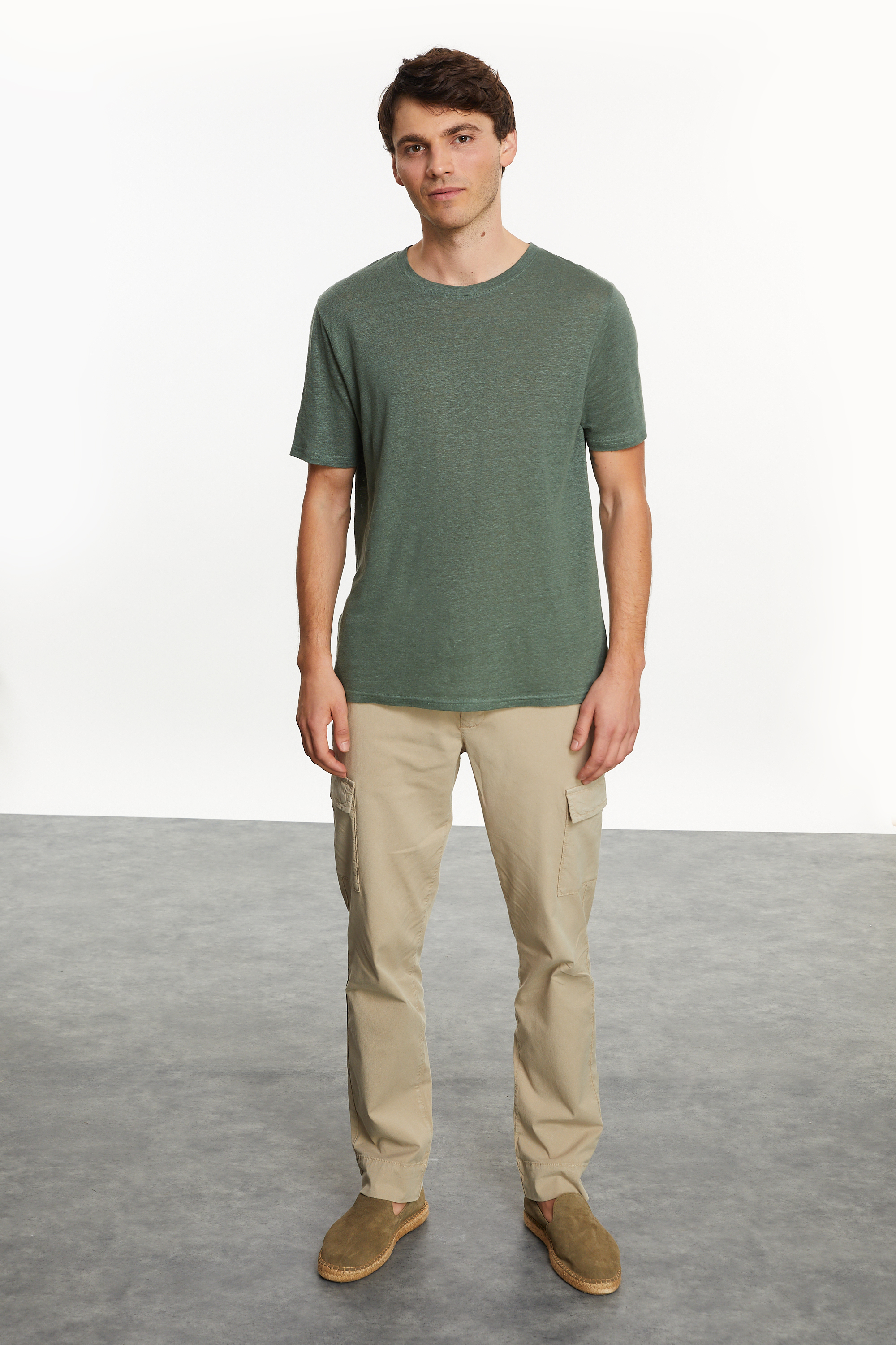 BİSİKLET YAKA KETEN T-SHIRT