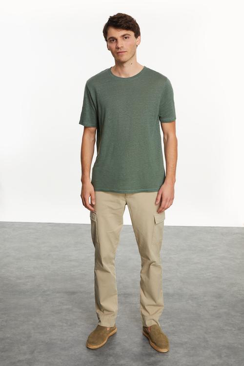  BİSİKLET YAKA KETEN T-SHIRT