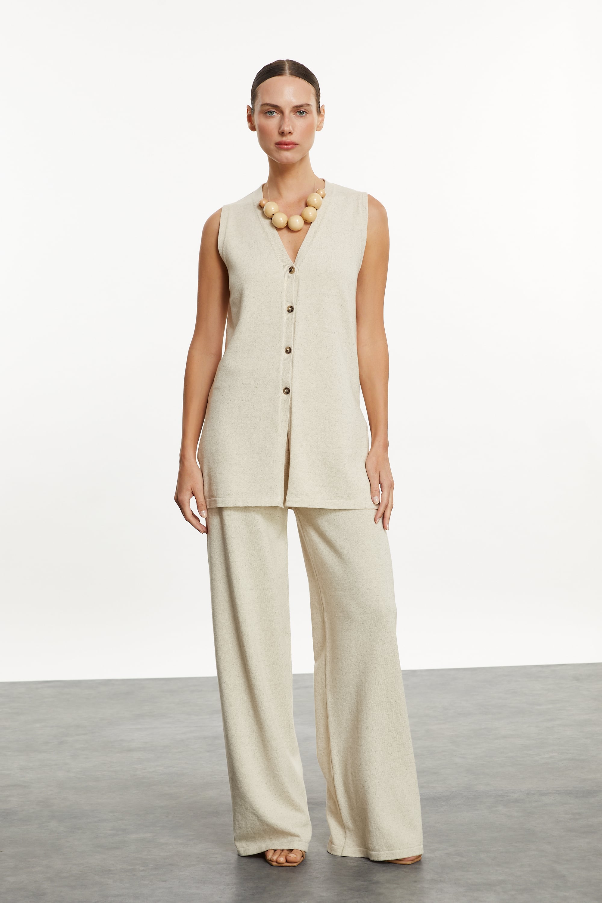 KETEN KARIŞIMLI WIDE LEG PANTOLON