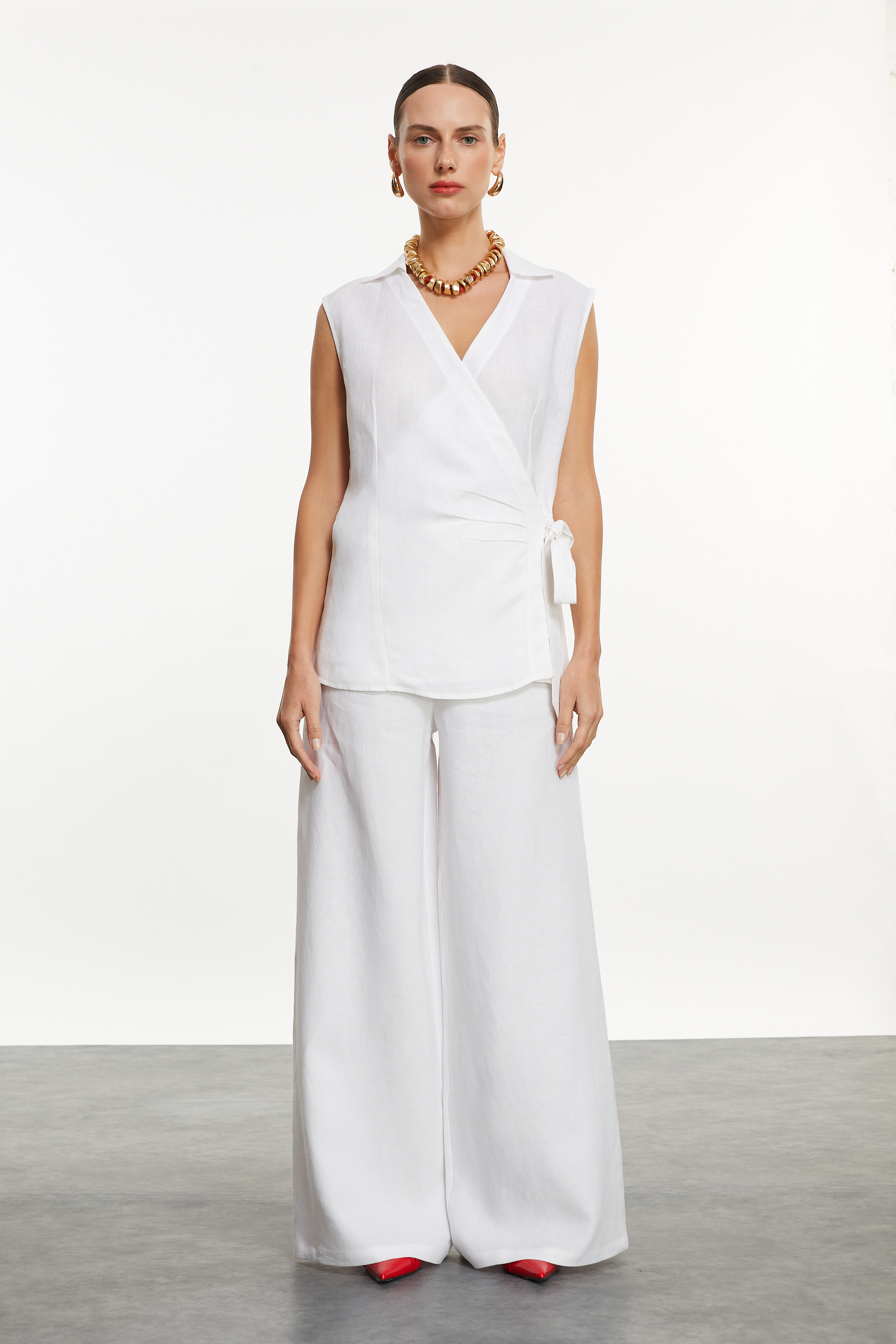 FLARE KESİM KETEN PANTOLON