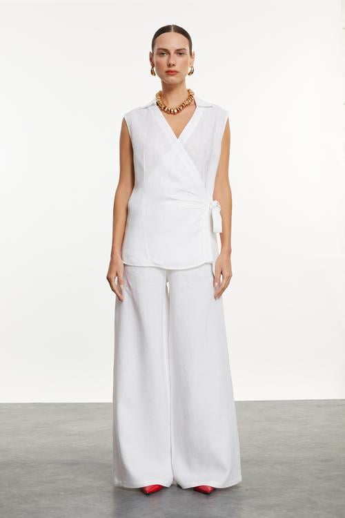  FLARE KESİM KETEN PANTOLON