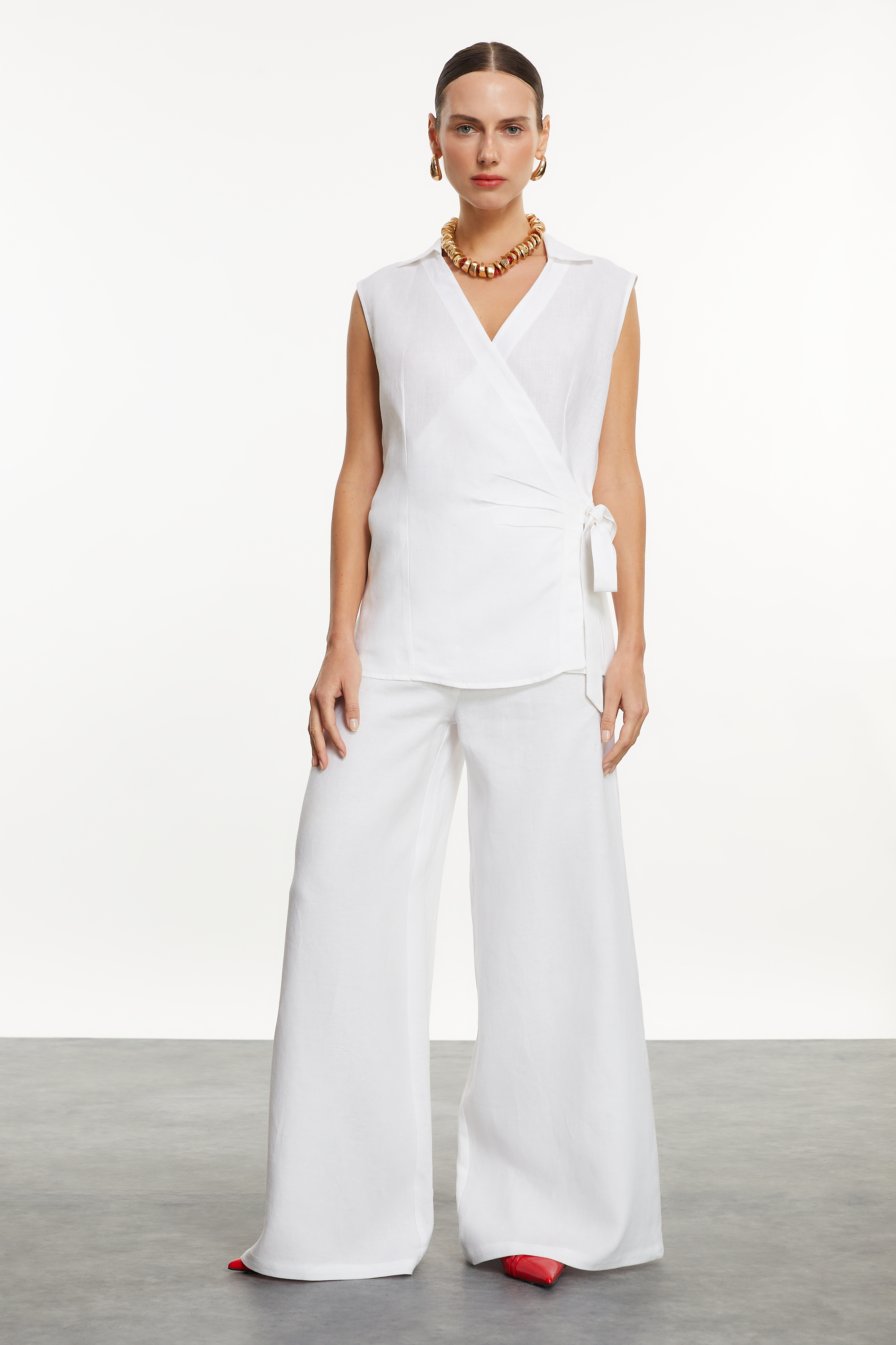 FLARE KESİM KETEN PANTOLON