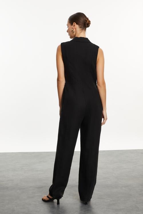  KETEN V YAKA CEPLİ UZUN TULUM