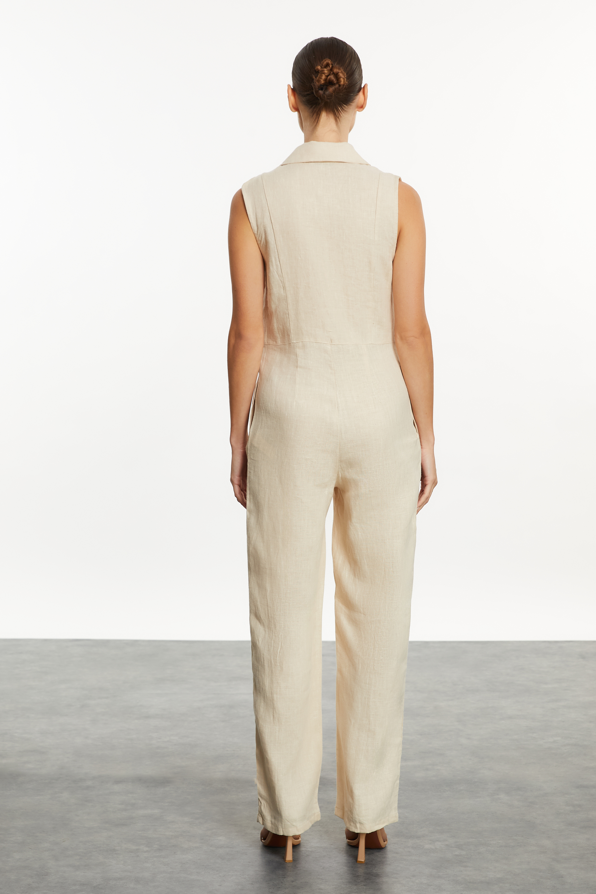 KETEN V YAKA CEPLİ UZUN TULUM