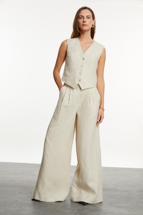  WIDE LEG KETEN PANTOLON