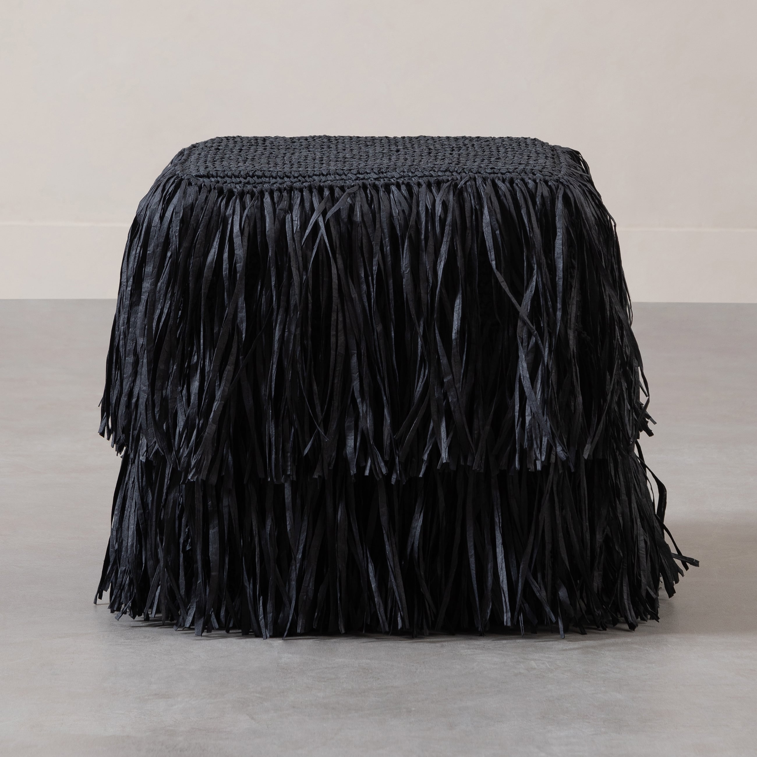 BOHO PUF SQUARE BLACK