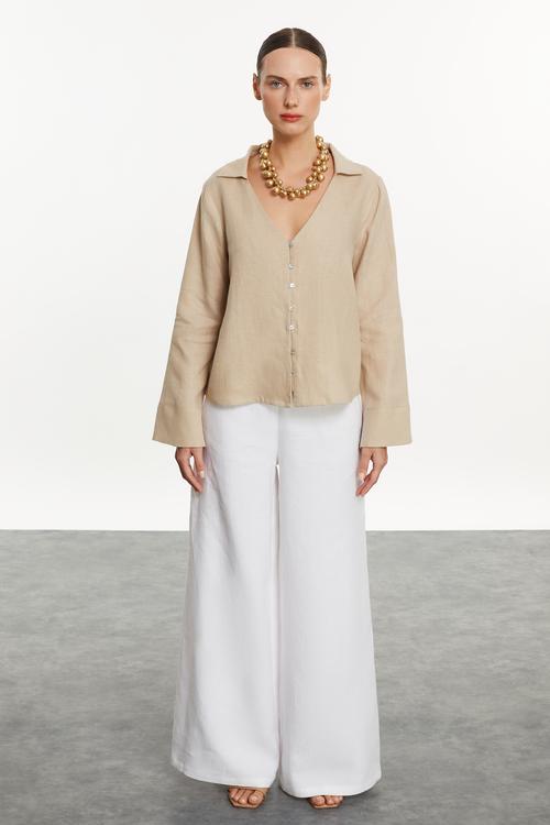  RELAX FIT KETEN GÖMLEK