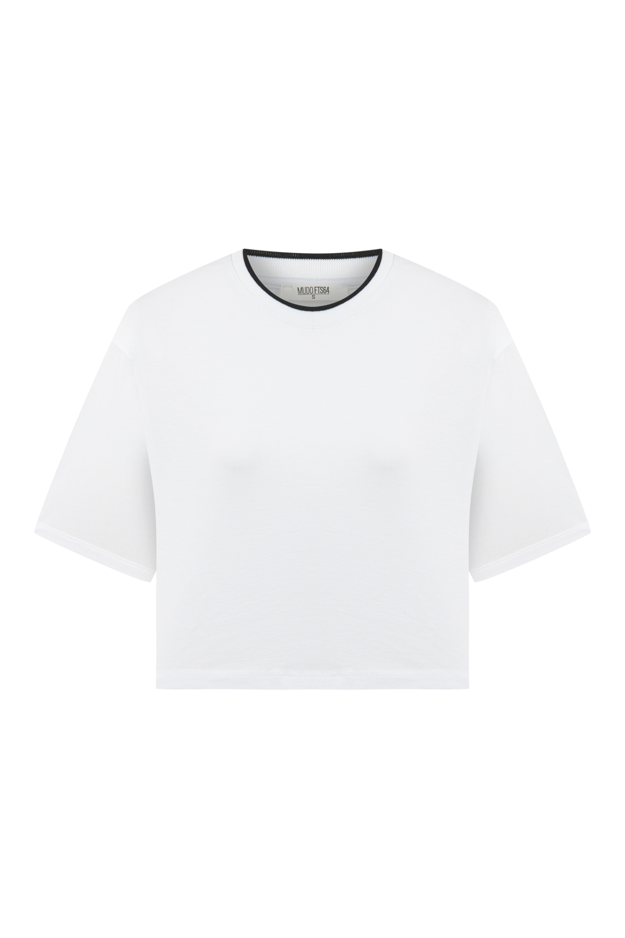 BİSİKLET YAKA KISA KOLLU CROP T-SHIRT