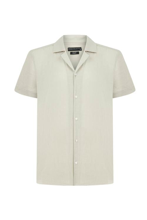  KISA KOLLU REGULAR FIT KETEN GÖMLEK