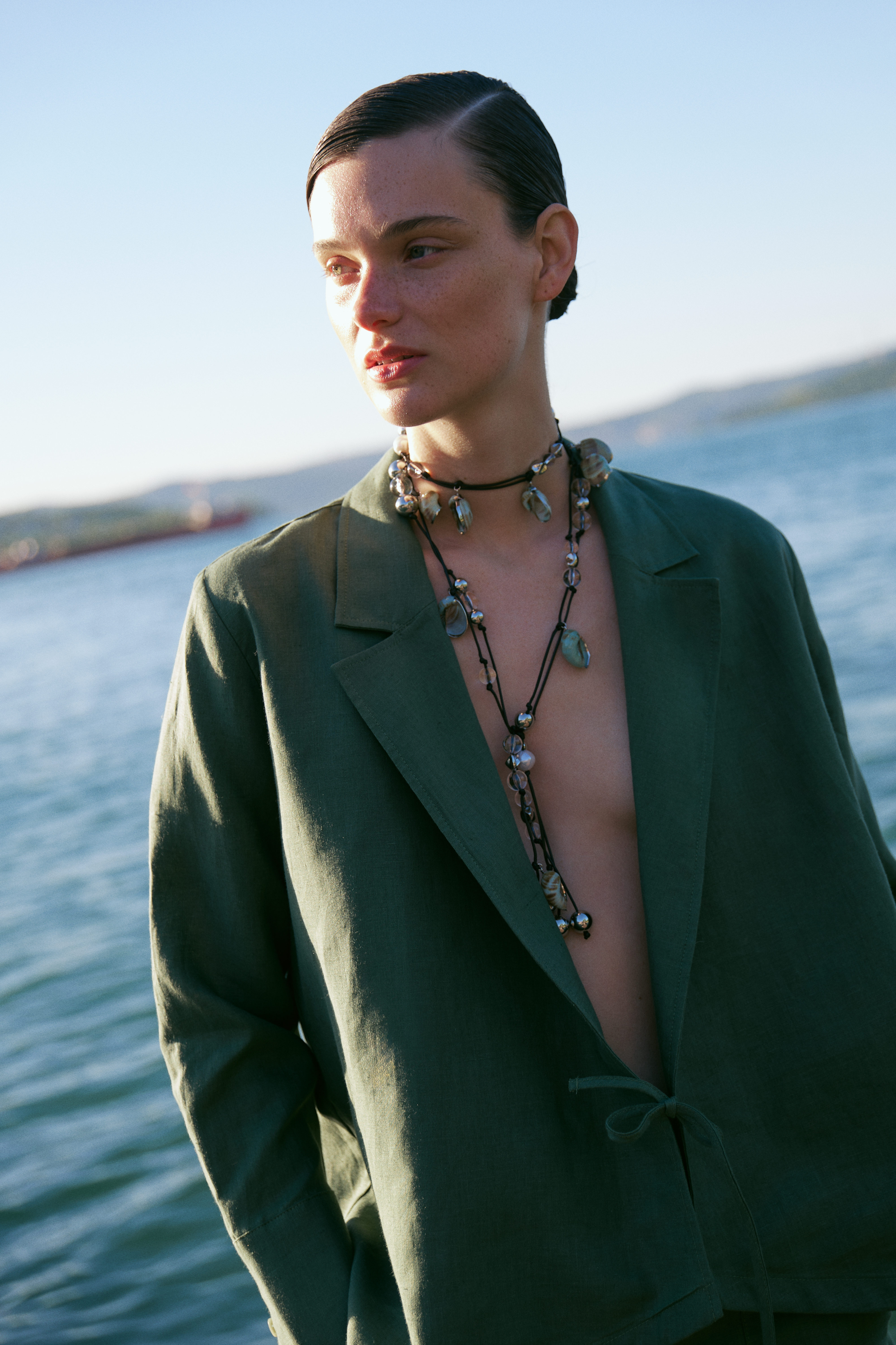 REGULAR FIT KRUVAZE KETEN CEKET