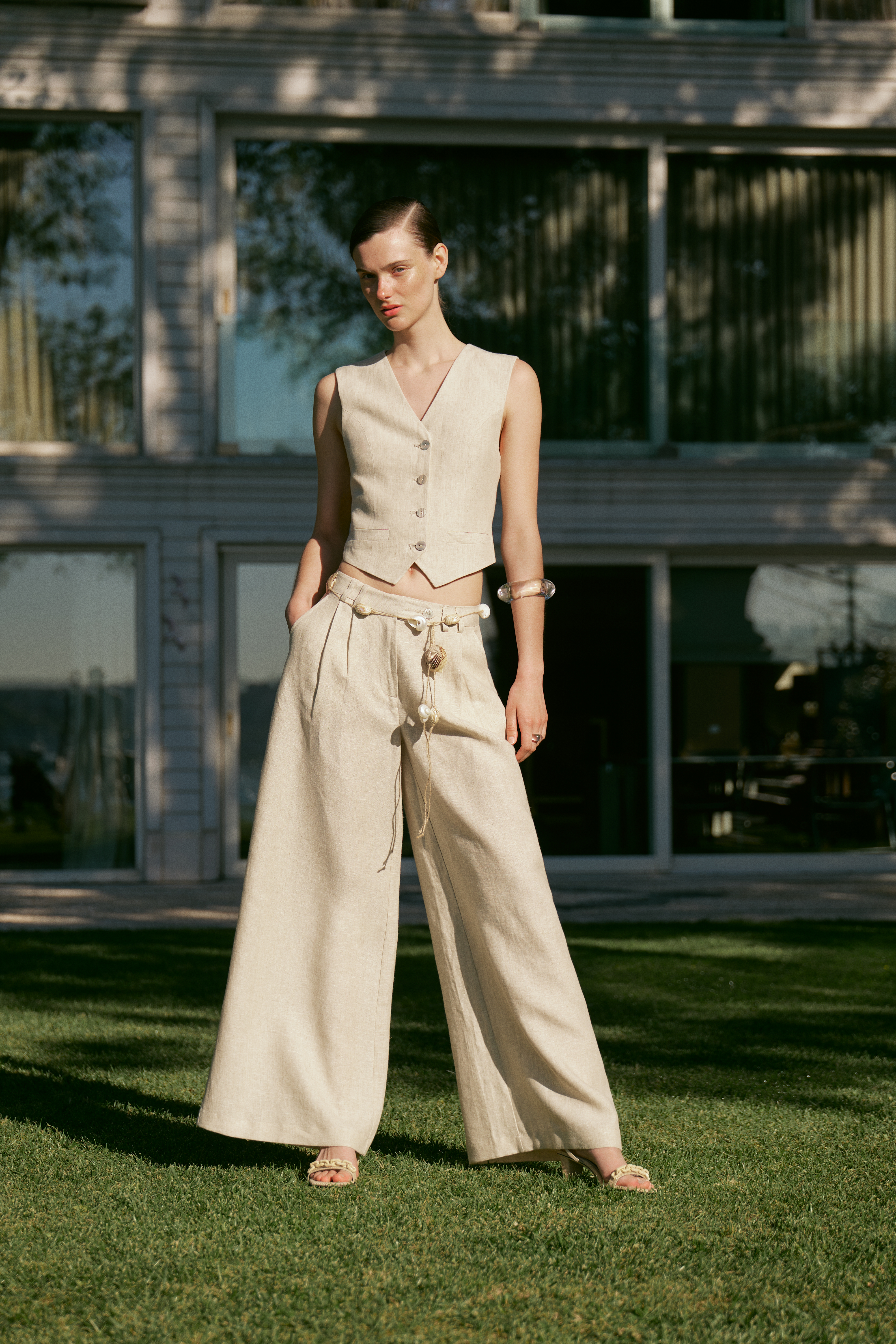 WIDE LEG KETEN PANTOLON